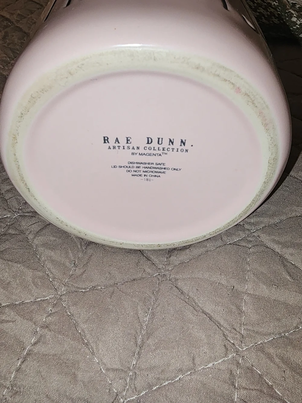 Rae Dunn Pink Candy Hearts Ceramic Jar with White Heart Lid